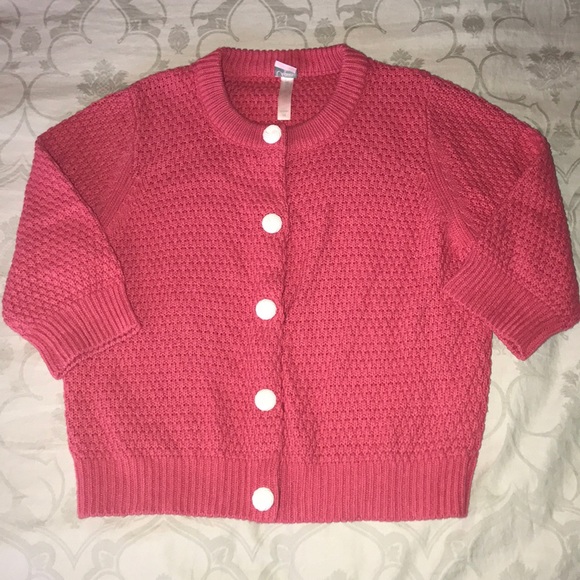 Aqua (Bloomingdales) Short Cardigan Sweater, sz M - Picture 1 of 4